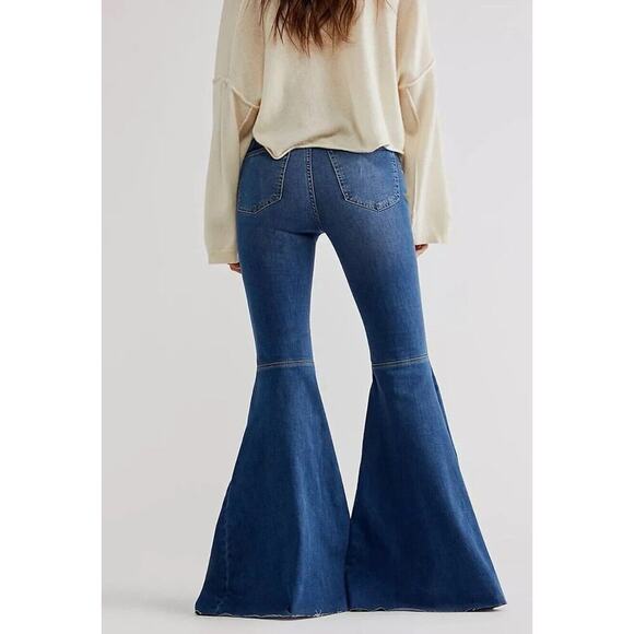 Free People Womens Float On Flare Jeans Size 25R Bell Bottom 70s Hippie Boho - Picture 2 of 7